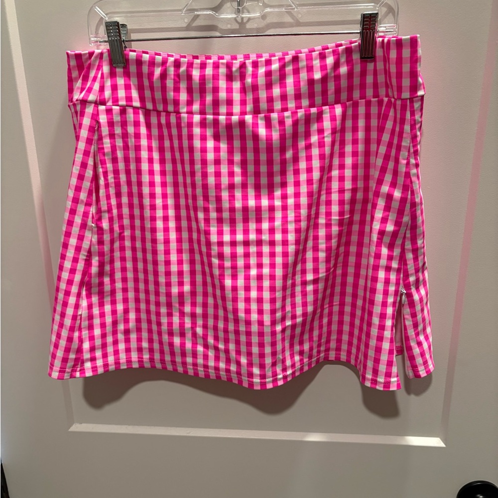 Aryeh Pink Checkered Mini Skirt